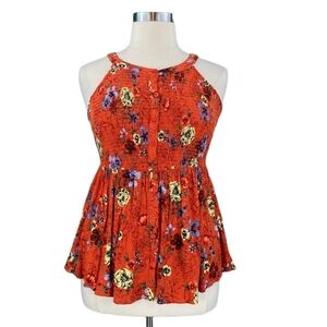 Torrid Size 0 Floral Sleeveless Ruched Top Plus Size